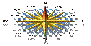 Compass rose with north highlighted and at top